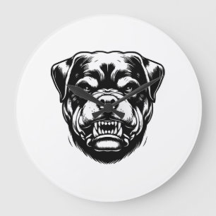 Grande Horloge Ronde Chien Rottweiler 