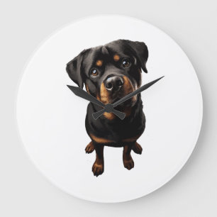 Grande Horloge Ronde chien rottweiler