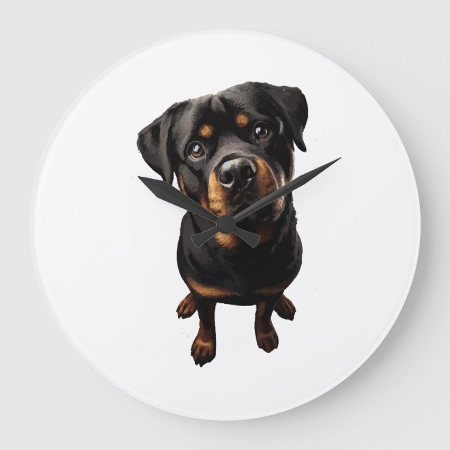 Grande Horloge Ronde chien rottweiler (Recto)