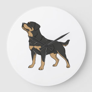 Grande Horloge Ronde Chien Rottweiler, Chien Rottweiler Debout