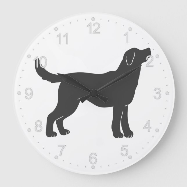 Grande Horloge Ronde Chien silhouette debout - Choisir la couleur arriè (Recto)