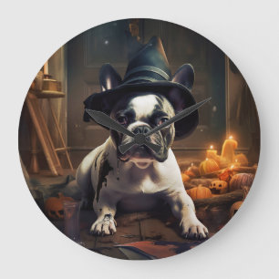 Grande Horloge Ronde Chien-taureau Citrouille Halloween effrayant