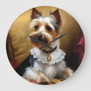 Grande Horloge Ronde Chien Yorkshire Terrier Beauté