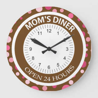 Grande Horloge Ronde Chiens Brown et roses Mère
