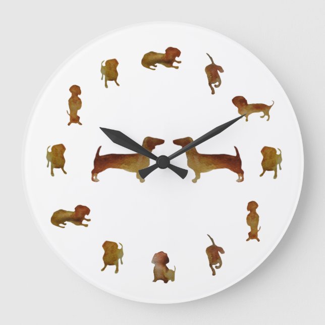 Grande Horloge Ronde Chiens Dachshund Personnalisés (Recto)