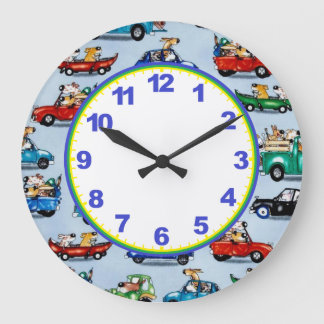 Grande Horloge Ronde Chiens dans l'horloge de garçons de voitures avec