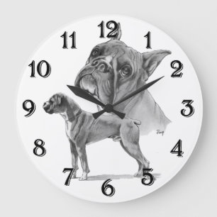 Grande Horloge Ronde Chiens de boxeur