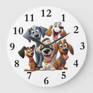 Grande Horloge Ronde Chiens fantaisistes
