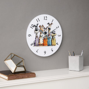 Grande Horloge Ronde Chiens fantaisistes drôles