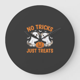 Grande Horloge Ronde Chiens fantômes d'Halloween Pas de tours juste des