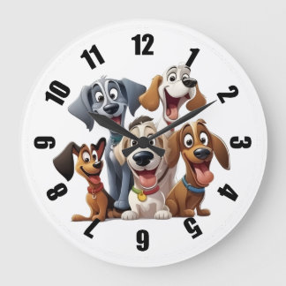 Grande Horloge Ronde Chiens mignons