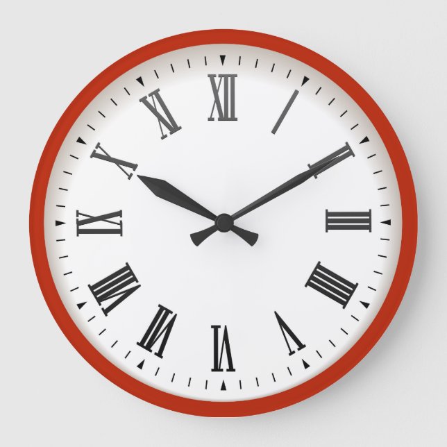 Grande Horloge Ronde Chiffre romain de bureau rouge et blanc (Recto)