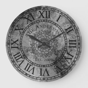 Grande Horloge Ronde Chiffre Romain Vintage Chic Ancien Rustique