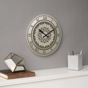 Grande Horloge Ronde Chiffre Romain Vintage Or Rond