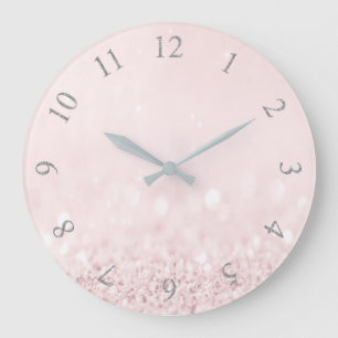 Grande Horloge Ronde Chiffres arabes de parties scintillantes en pastel