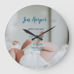Grande Horloge Ronde Chiffres de naissance bébé ajouter nom lieu date d