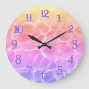Grande Horloge Ronde Chiffres De Plaie Violet Piscine Arc-En-Ciel