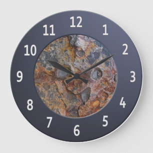Grande Horloge Ronde CHIFFRES MÉTALLIQUES cool Sdementary Rock