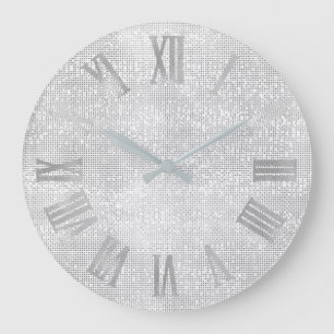 Grande Horloge Ronde Chiffres minimaux Monochrom gris argenté