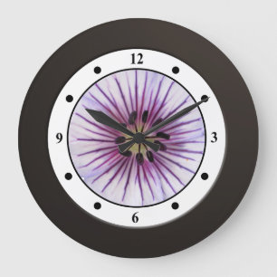 Grande Horloge Ronde Chiffres modernes de fleur pourpre florale de