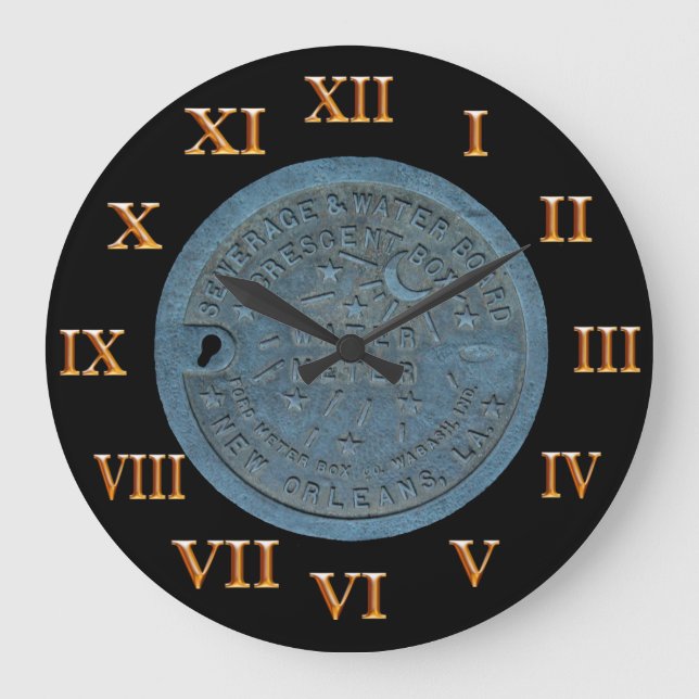 Grande Horloge Ronde Chiffres romains d'or de mètre d'eau de la (Recto)