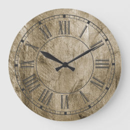 Grande Horloge Ronde Chiffres romains en bois rustique Maison de campag