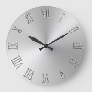 Grande Horloge Ronde Chiffres romains gras en ombre radiale pailleté ar