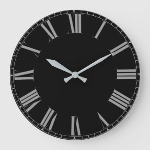 Grande Horloge Ronde Chiffres romains noirs simples