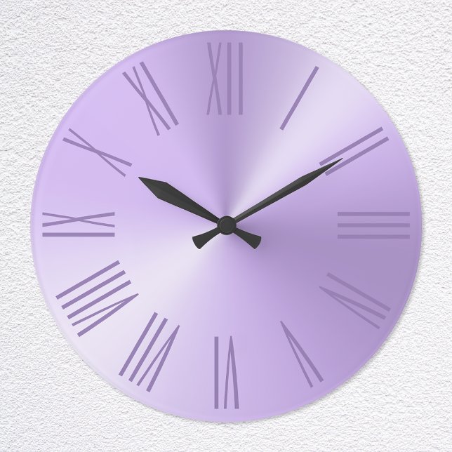 Grande Horloge Ronde Chiffres romains Pale Lavender Purple Ombre Foil (Créateur téléchargé)