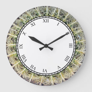 Grande Horloge Ronde Chiffres romains Plantes de Cactus tropicaux