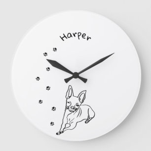 Grande Horloge Ronde Chihuahua élégant : Décor Art Personnalisé