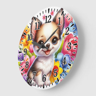Grande Horloge Ronde Chihuahua heureux