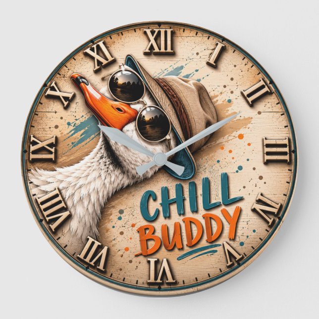 Grande Horloge Ronde Chill Buddy Funny Goose  (Recto)