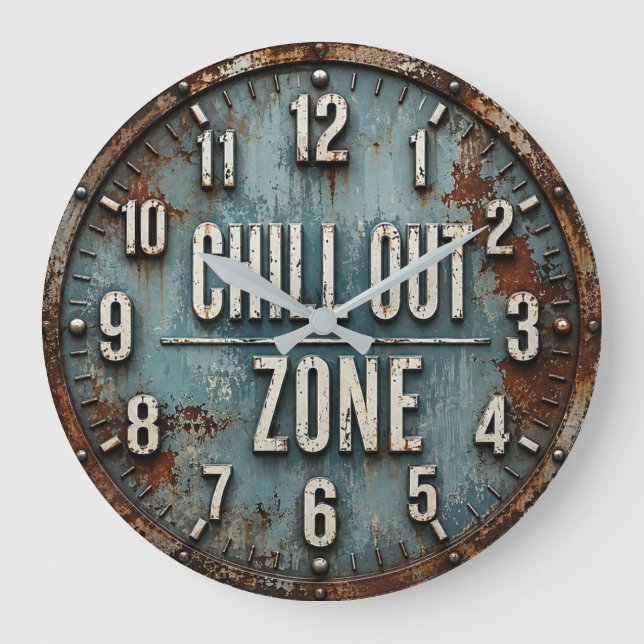 Grande Horloge Ronde Chill Out Zone Rustic Industrial (Recto)