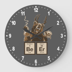 Grande Horloge Ronde Chimie amusante bière découverte par l'ours