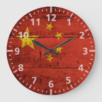 China Flag on Old Wood Grain