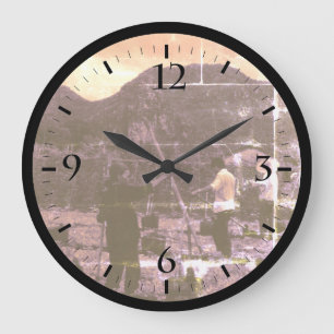 Grande Horloge Ronde Chine vintage Guilin arrosage au lisier L