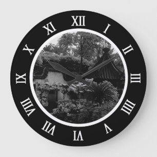 Grande Horloge Ronde Chine vintage Shanghai Yuyuan jardin plantes toile