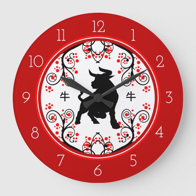 Grande Horloge Ronde Chinese New Year Ox with Red Blossoms (Recto)