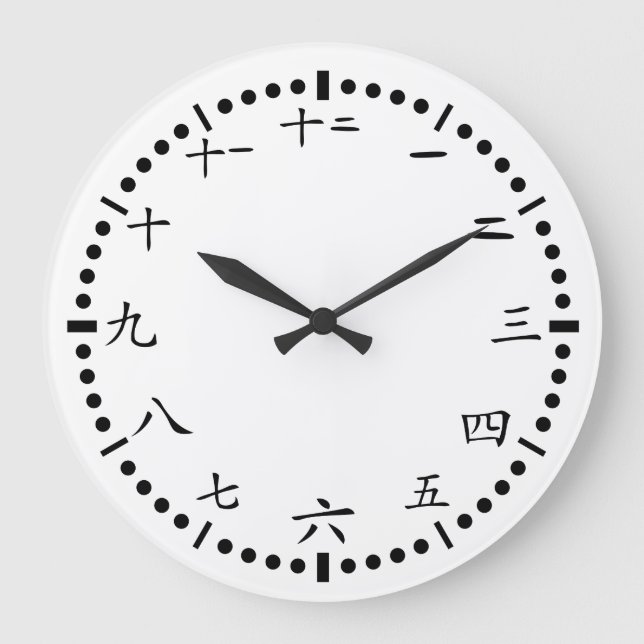 Grande Horloge Ronde Chinois Japonais chiffres arrière - plan blanc (Recto)