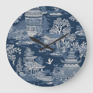 Grande Horloge Ronde Chinoiserie 2 mèche