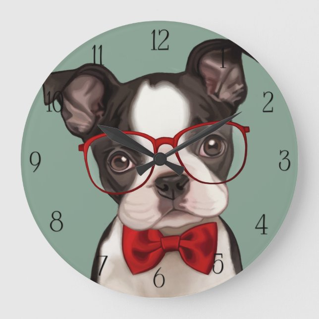 Grande Horloge Ronde Chiot de boîte Hipster (Recto)