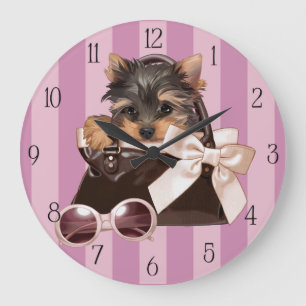 Grande Horloge Ronde Chiot de Yorkshire Terrier