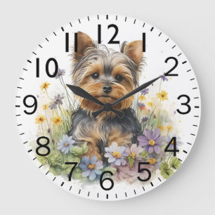 Grande Horloge Ronde Chiot Yorkshire Terrier adorable
