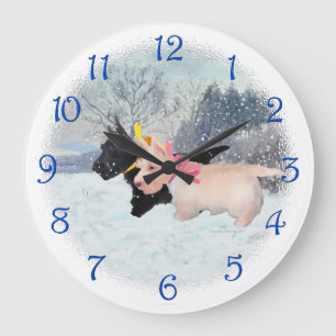 Grande Horloge Ronde Chiots Scottie
