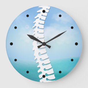 Grande Horloge Ronde Chiropratique Latéral Logo de la colonne vertébral
