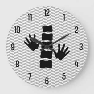 Grande Horloge Ronde Chiropratique Mains et Logo de la colonne vertébra