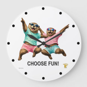 Grande Horloge Ronde Choisissez le duo de loutres amusantes