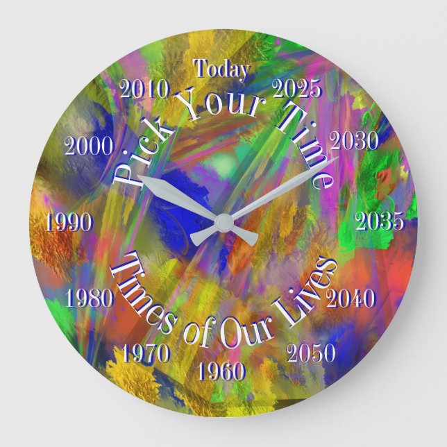 Grande Horloge Ronde Choisissez votre année Couleurs sous verre Abstrai (Recto)