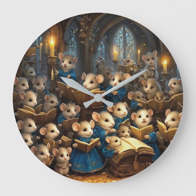 Grande Horloge Ronde Chorale de souris de l'église (Recto)